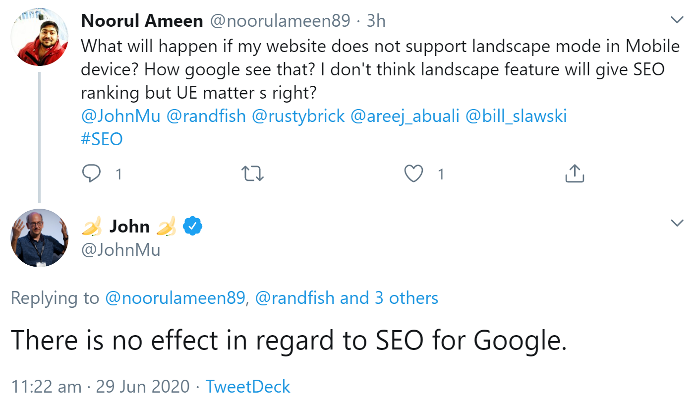 Google: Landscape-Darstellung auf Mobilgeräten hat keinen SEO-Effekt
