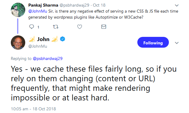 Google behält JavaScript- und CSS-Dateien lange im Cache: dadurch mögliche Probleme mit der Aktualisierung von Inhalten