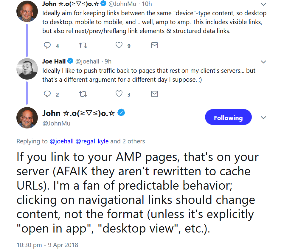 Google: Links sollten immer auf die gleiche Webseitenversion zeigen