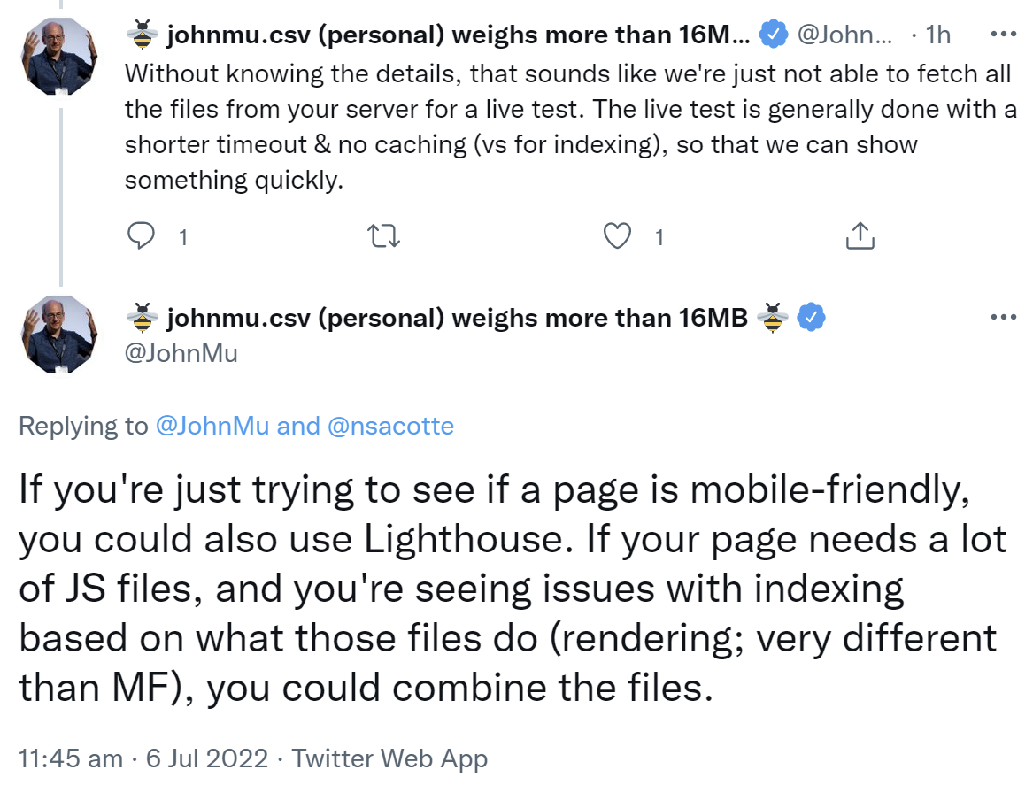 Live-Test in GSC verwendet kurze Timeouts