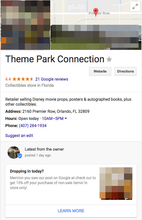 Google: neue Promo-Box im Local Panel