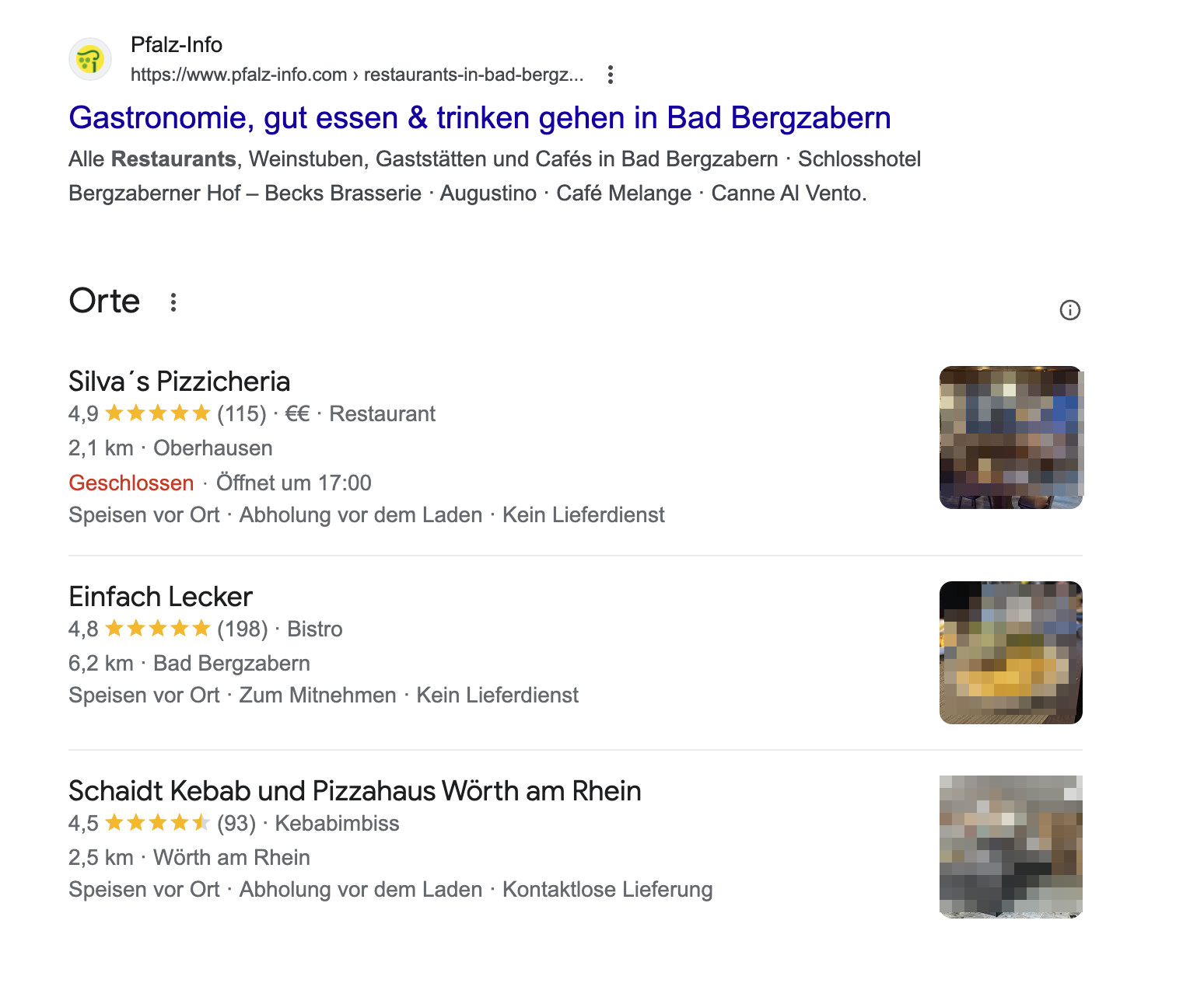 Google: lokale Suchergebnisse am 14.2.2024