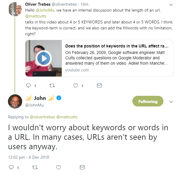 Google: Macht Euch keine Gedanken über Keywords in URLs