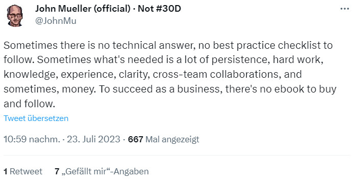 Google: Manchmal braucht es einfach harte Arbeit, damit eine neue Website erfolgreich ist