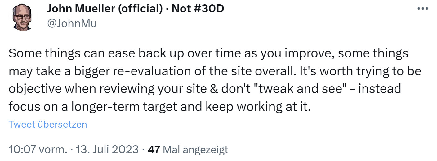 Manche Dinge können sich nach dem Umsetzen von Verbesserungen wieder erholen, andere Dinge benötigen eine umfangreiche Überarbeitung