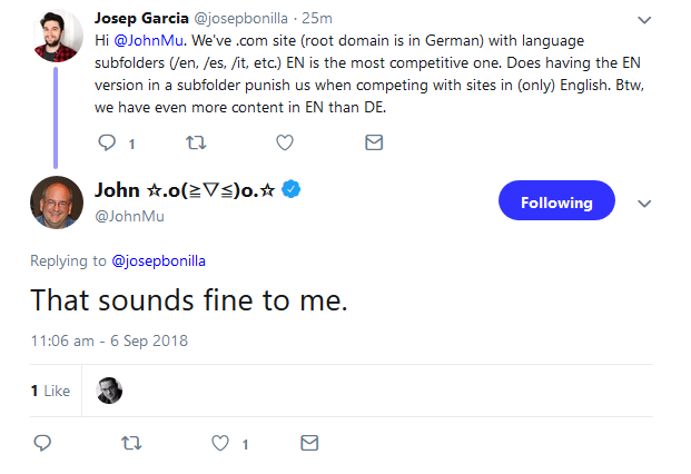 Google: mehrsprachige Webseiten sind grundsätzlich gegenüber einsprachigen Webseiten nicht im Nachteil
