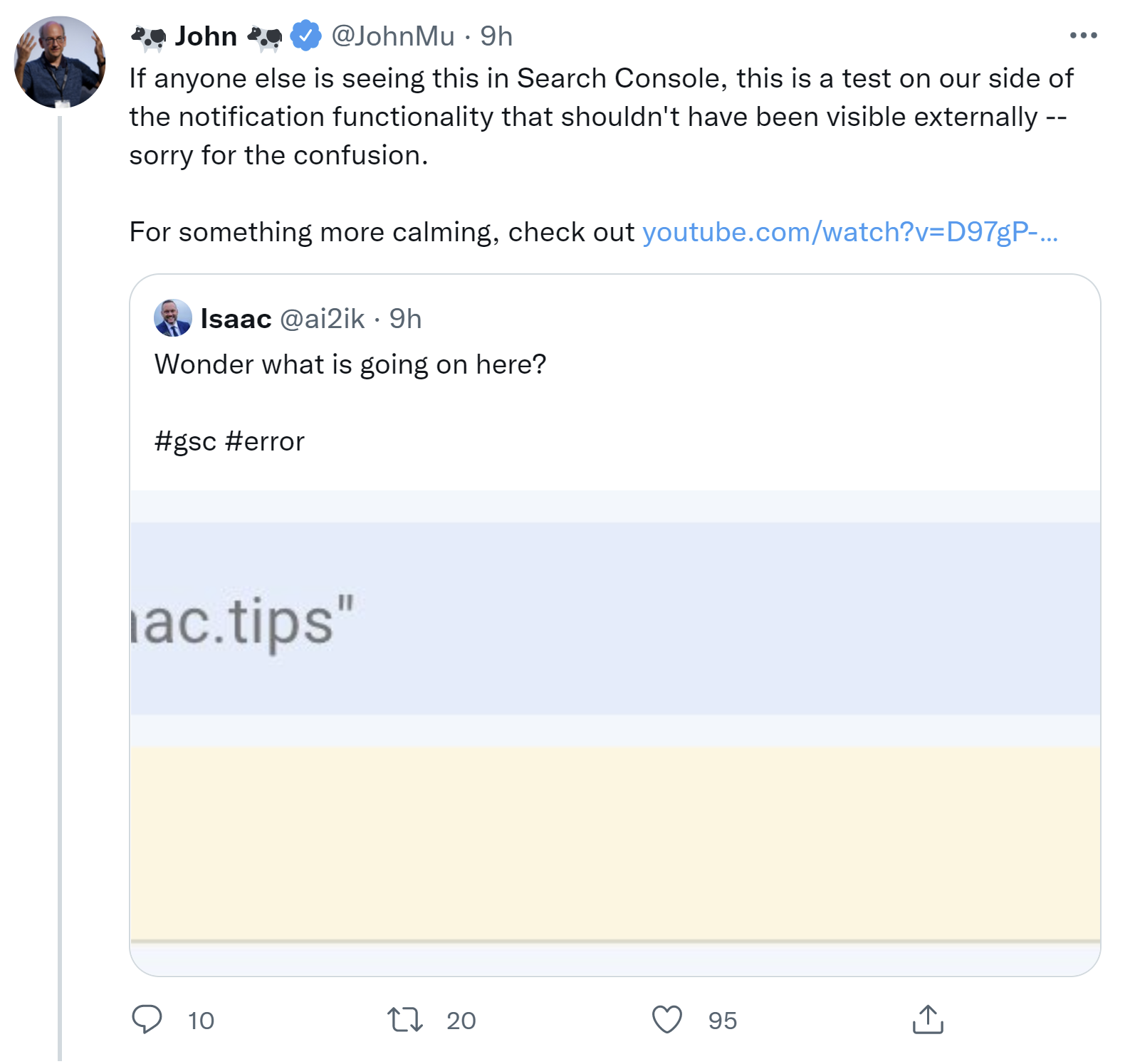 Google Search Console: Warnmeldungen nur ein Test