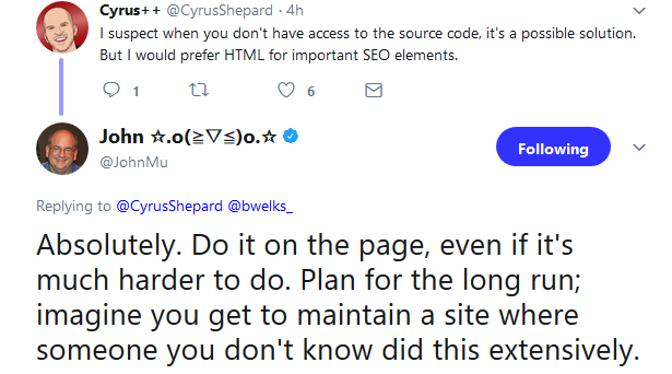 Google: Setzen von Meta-Tags per Google Tag Manager nicht empfohlen