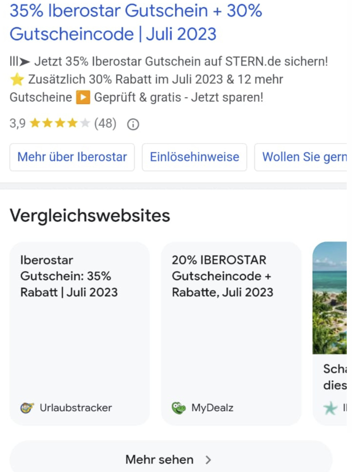 Google: Vergleichswebsites in der mobilen Suche (deutsch)