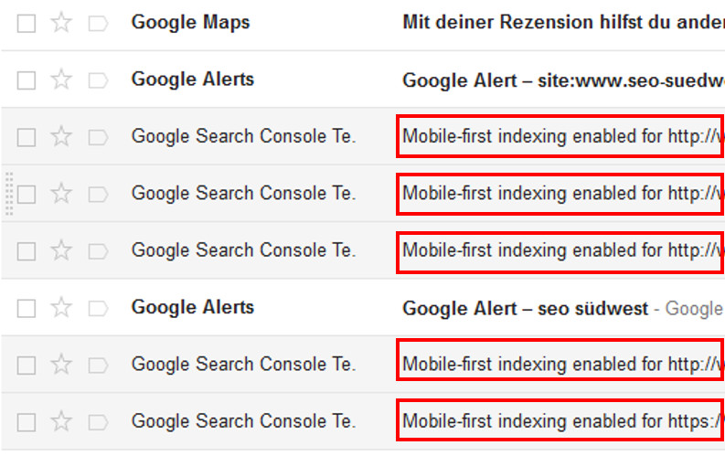 Google: Benachrichtigungen zur Umstellung auf Mobile First
