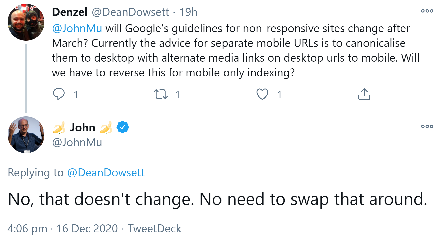 Google: Auch unter Mobile First sollte Canonical auf die Desktop-Version zeigen
