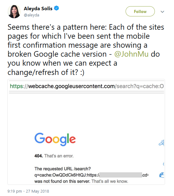 Google Cache-Probleme durch Mobile First?