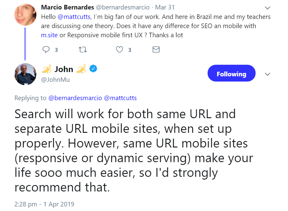 Google: URLs für Desktop und Mobile sollten gleich sein
