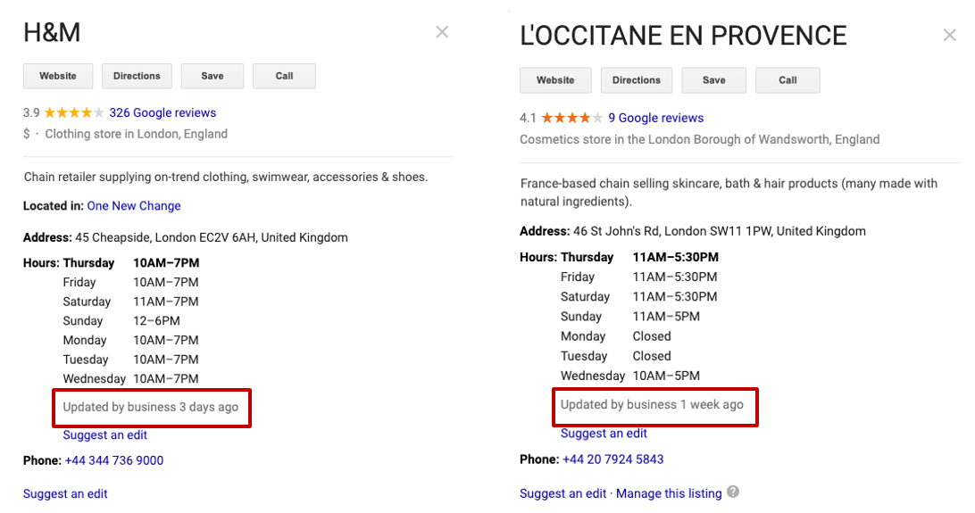 Google My Business jetzt mit Aktualisierungsdatum für Öffnungszeiten