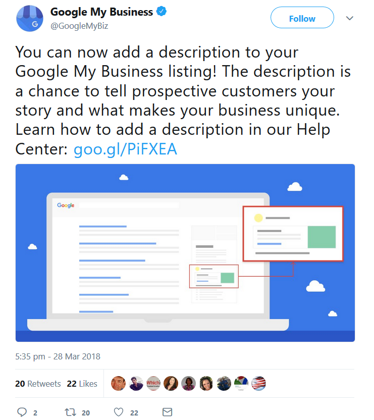 Google My Business jetzt mit der Möglichkeit, eine Beschreibung einzutragen
