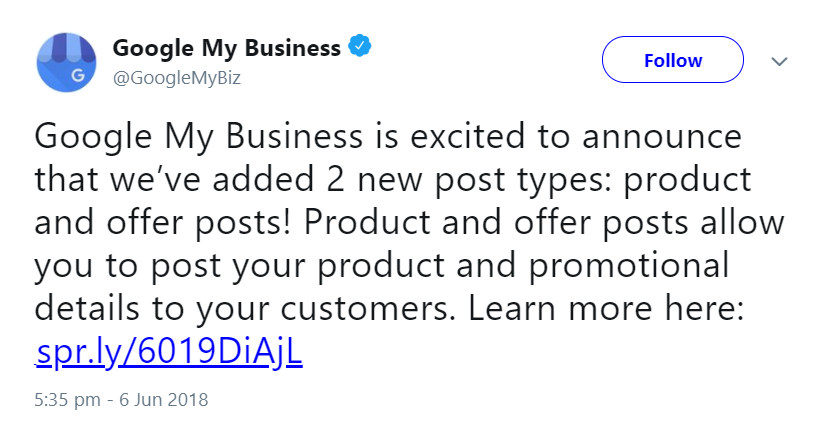 Google gibt neue Beitragsvarianten für My Business bekannt