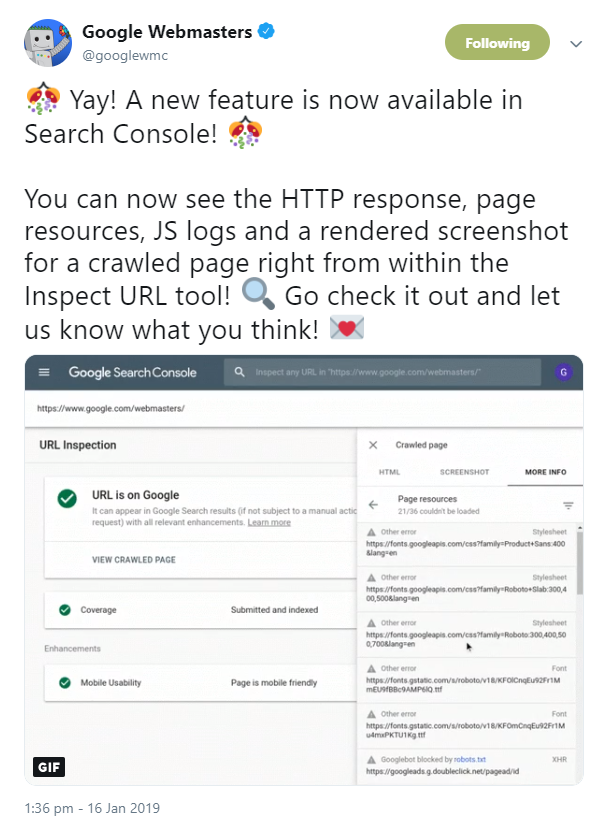 Google stellt neue Funktionen für das URL Inspection Tool vor