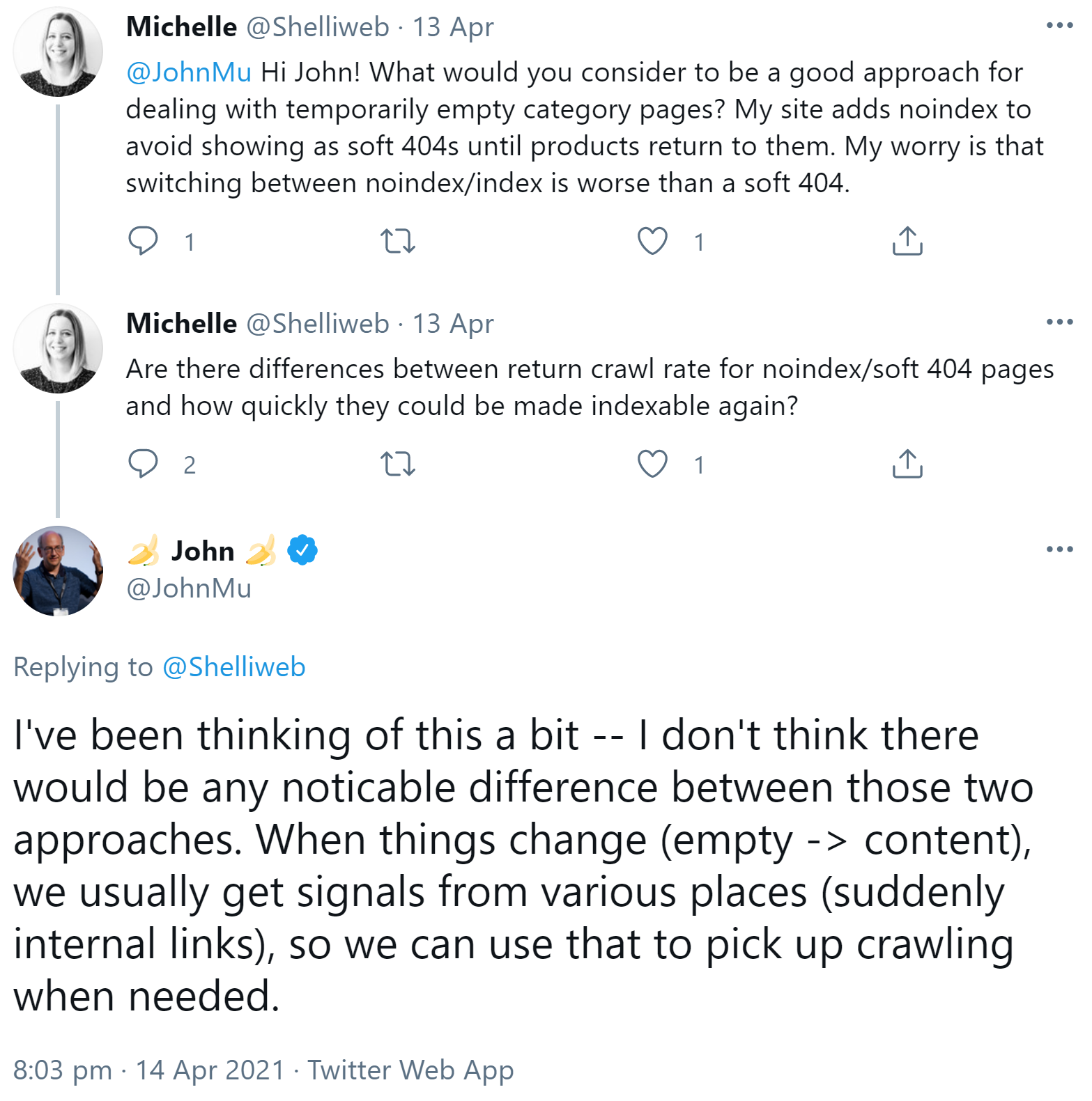 Google: Erneutes Indexieren nach Soft-404 und 'noindex' etwa gleich schnell