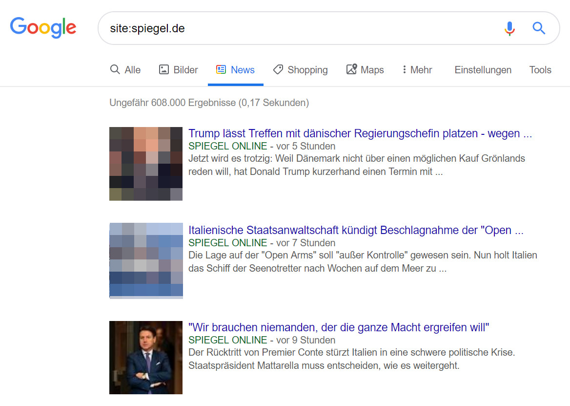 Google News: wieder keine aktuellen Inhalte