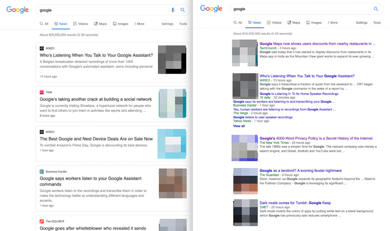 Google News: Vergleich alt und neu