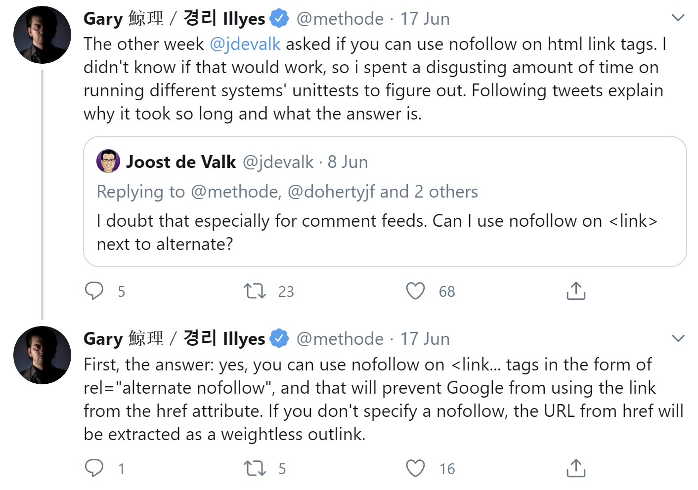 Google: Nofollow wird auch für Link Tags verwendet