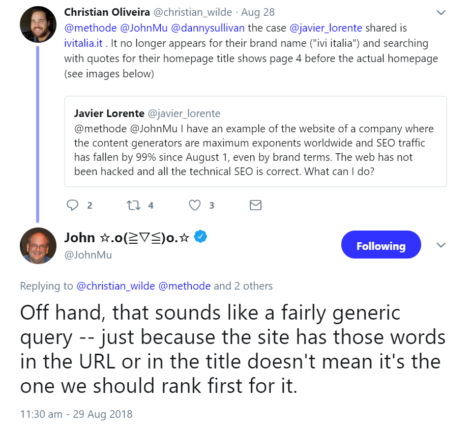 Google: Keyword in Titel oder URL garantiert keine Top-Rankings