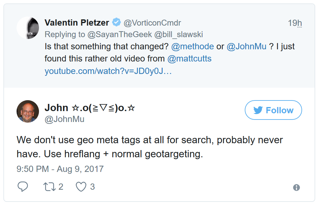 Google nutzt keine Geo-Meta-Tags