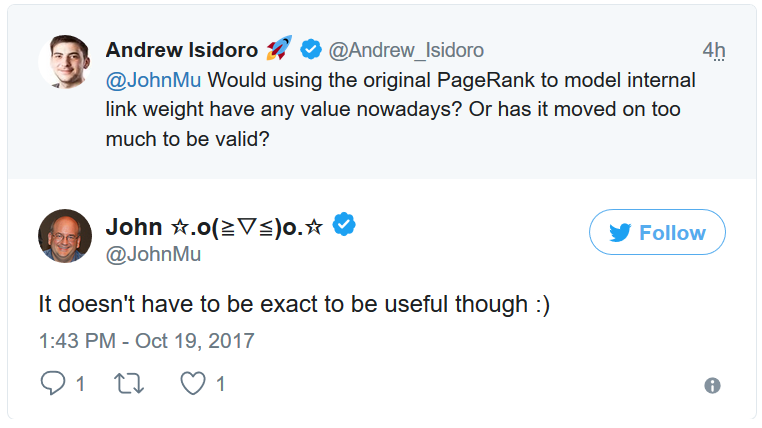 Google: Die Berechnung des internen PageRanks kann hilfreich sein