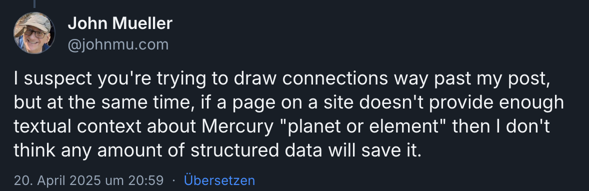 Google: Ohne inhaltliche Klarheit bringen auch strukturierte Daten nichts - John Müller auf Bluesky