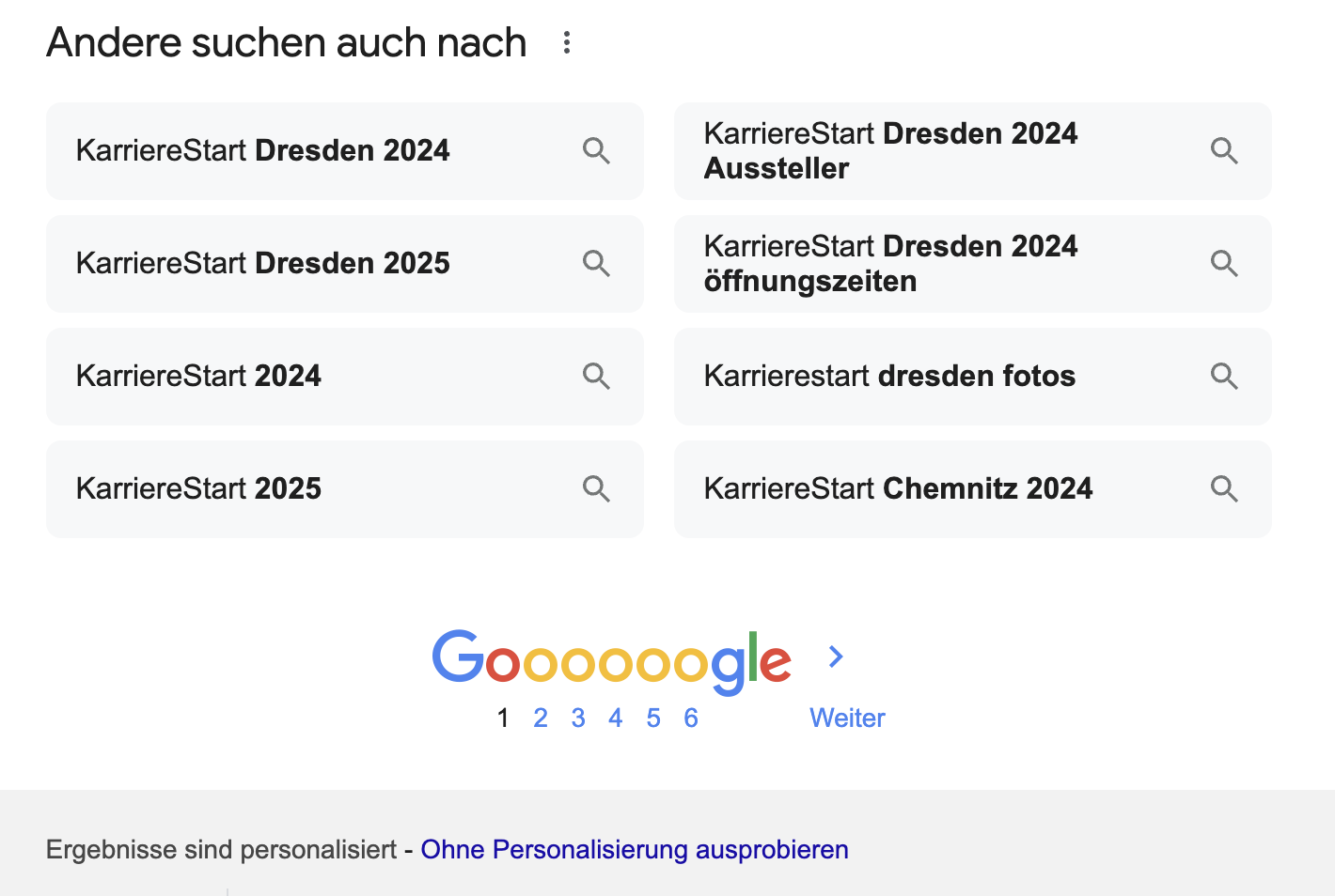 Google: 'ohne Personalisierung probieren'