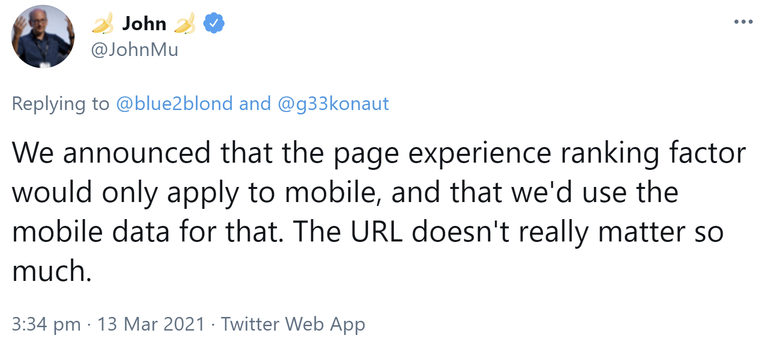 Google Page Experience: Nur mobile Daten zählen - auch wenn es Canonical-Links auf Desktop-URLs gibt
