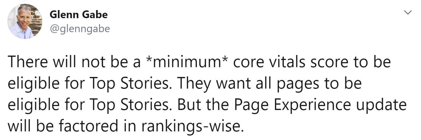 Google Page Experience: kein Mindestwert für Web Vitals, damit eine Seite in den mobilen Schlagzeilen landet