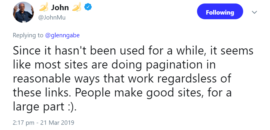 Google: Auf den meisten Webseiten funktioniert Paginierung auch ohne rel next und rel prev