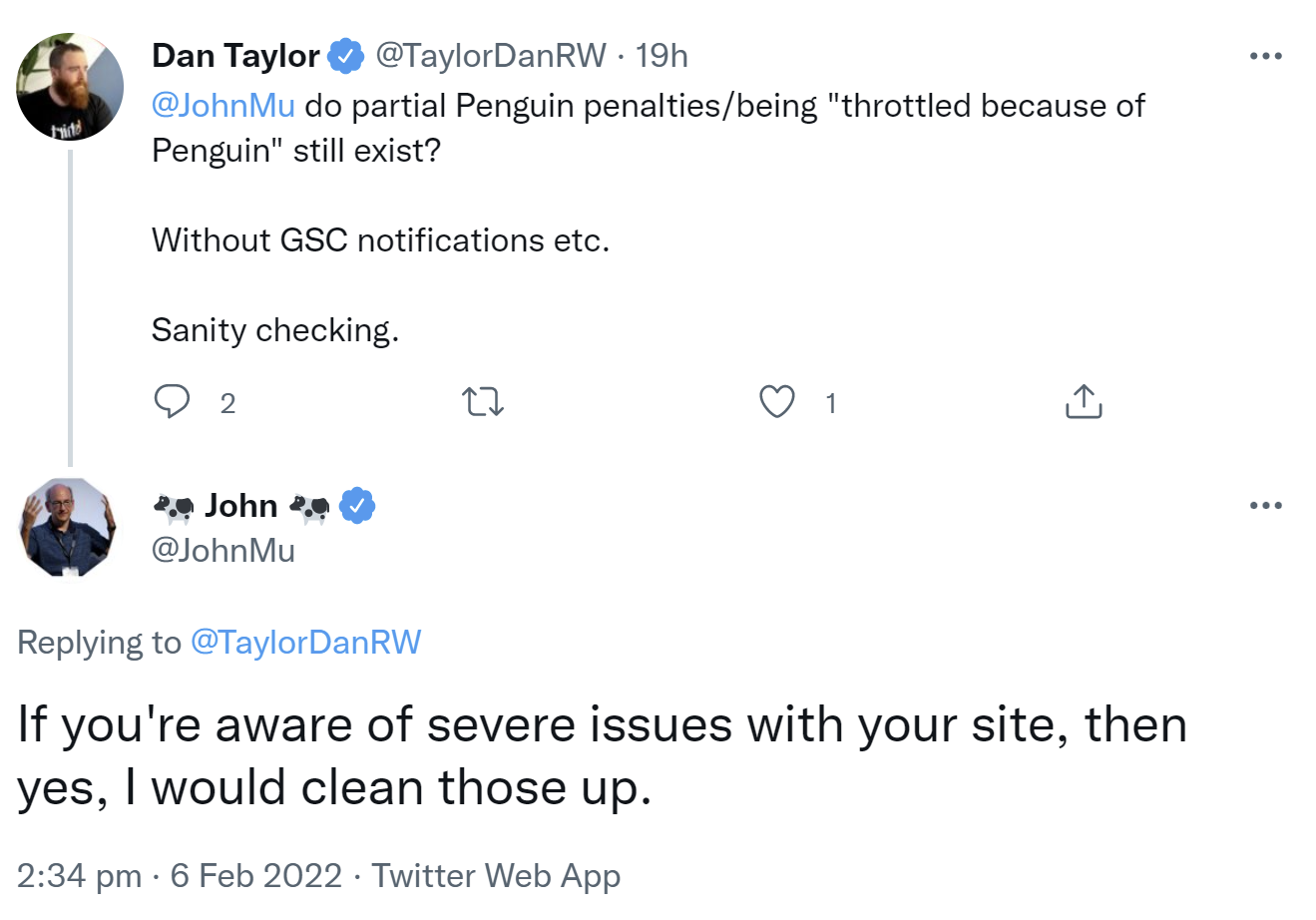 Google: Penguin-Penalty nach wie vor auch ohne Benachrichtigung möglich