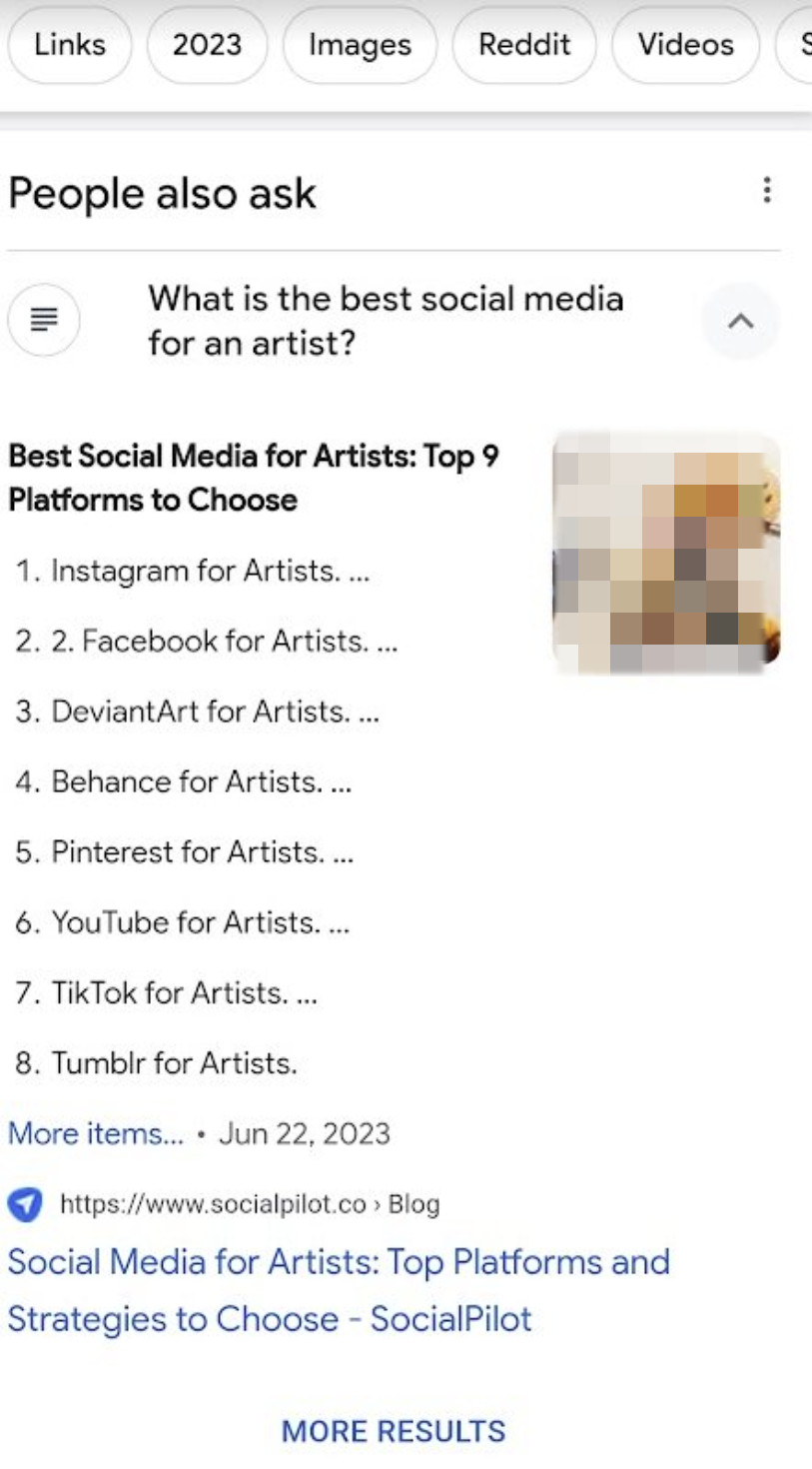 Google: ähnliche Fragen mit Liste