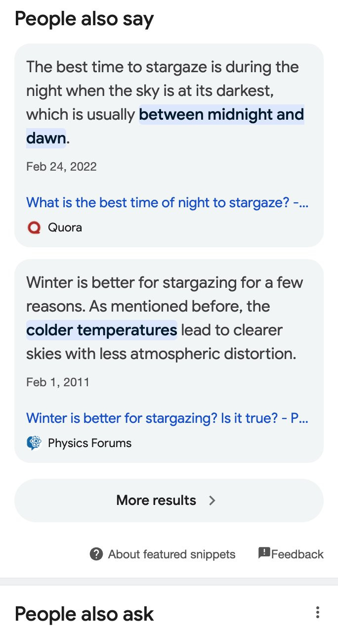 Google People also say