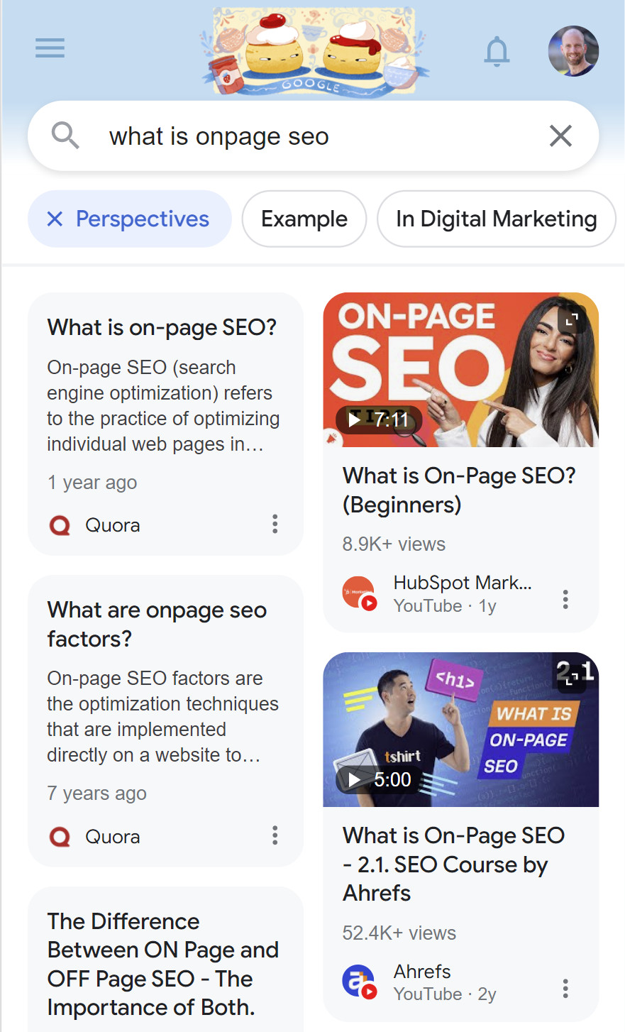 Google Perspectives in der mobilen Suche