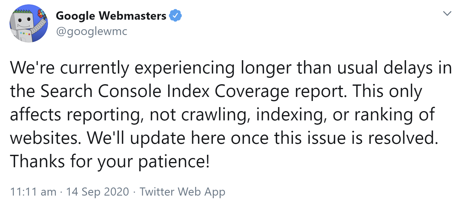 Google: Probleme mit dem Indexierungsreport in der Search Console dauern länger als gedacht