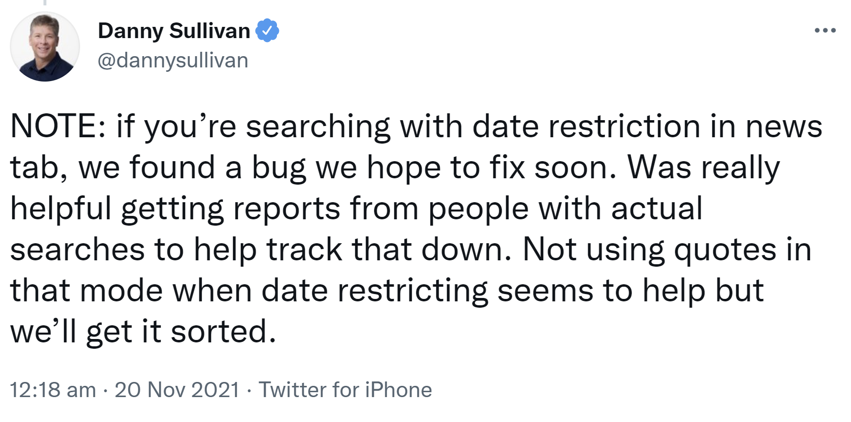 Google: aktuell Probleme in der News-Suche mit Datumsbeschränkungen