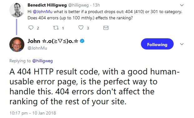 Google: bei nicht mehr verfügbaren Produkten Status 404 senden