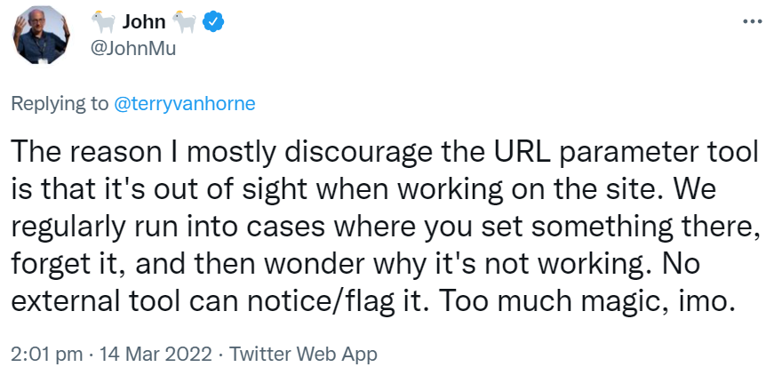 Google rät von Verwendung des URL-Parameter-Tools ab