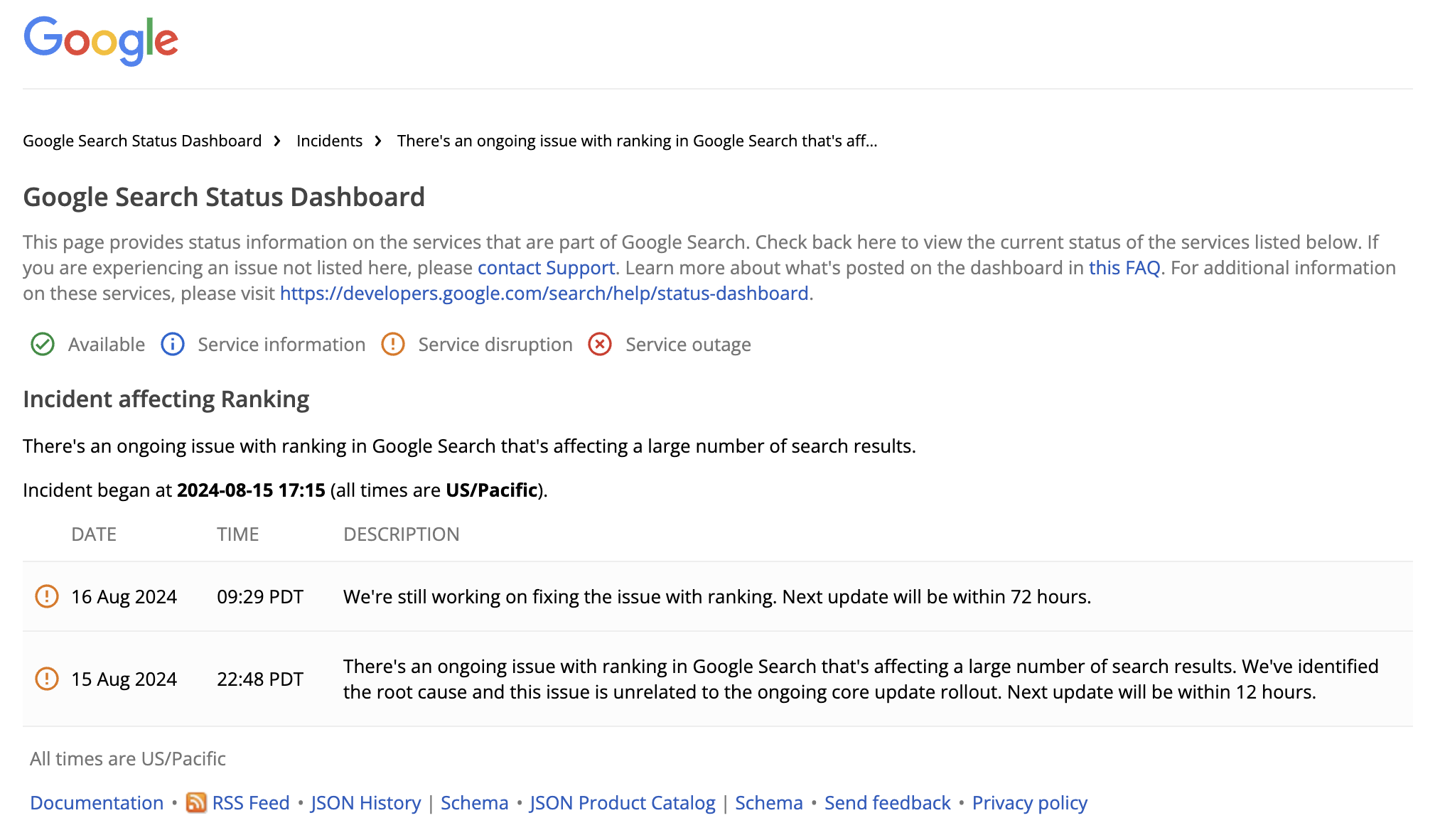 Google: Ranking-Probleme dauern an