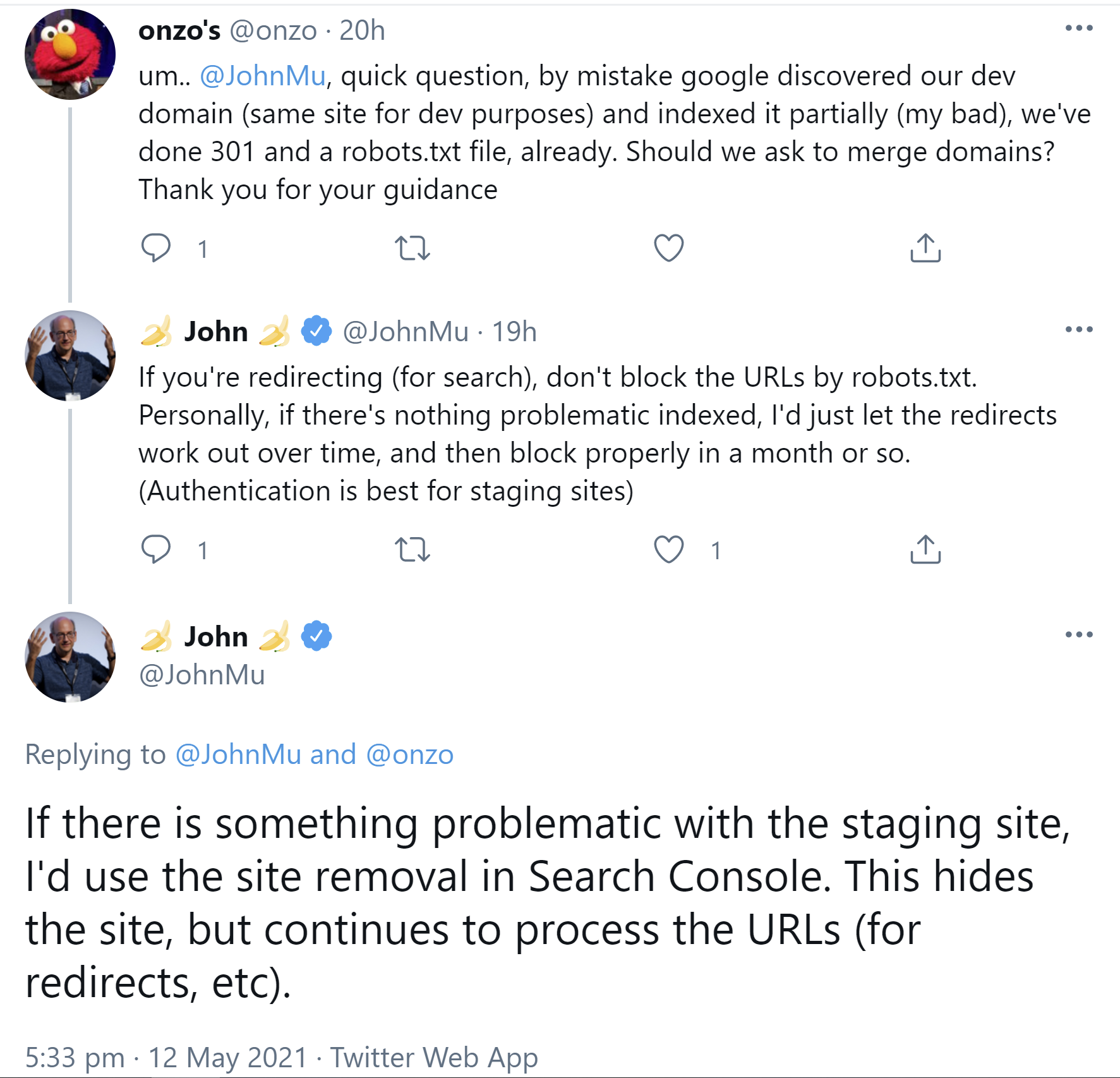 Google: Redirect von Staging- auf Live-Server nicht per robots.txt blockieren