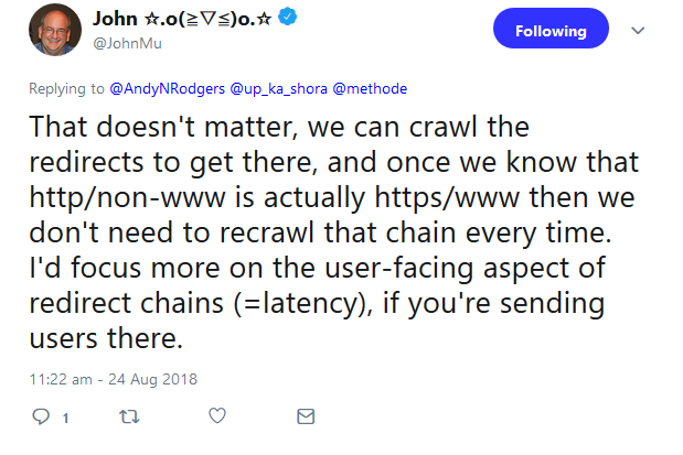 Google: Redirects werden irgendwann übersprungen