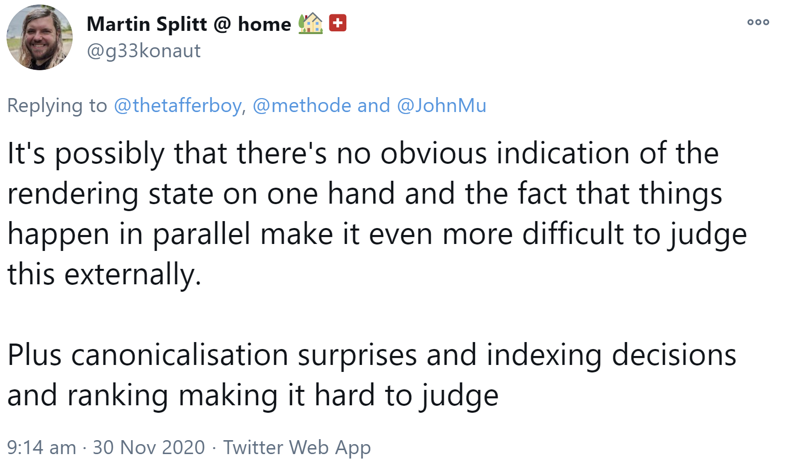 Google: Rendering-Status schwierig zu beurteilen
