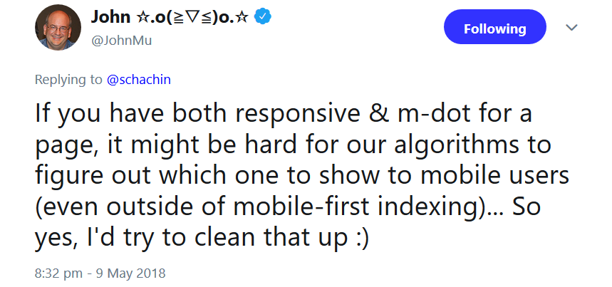 Mobile Version und gleichzeitiger Einsatz von Responsive Design kann für Google verwirrend sein
