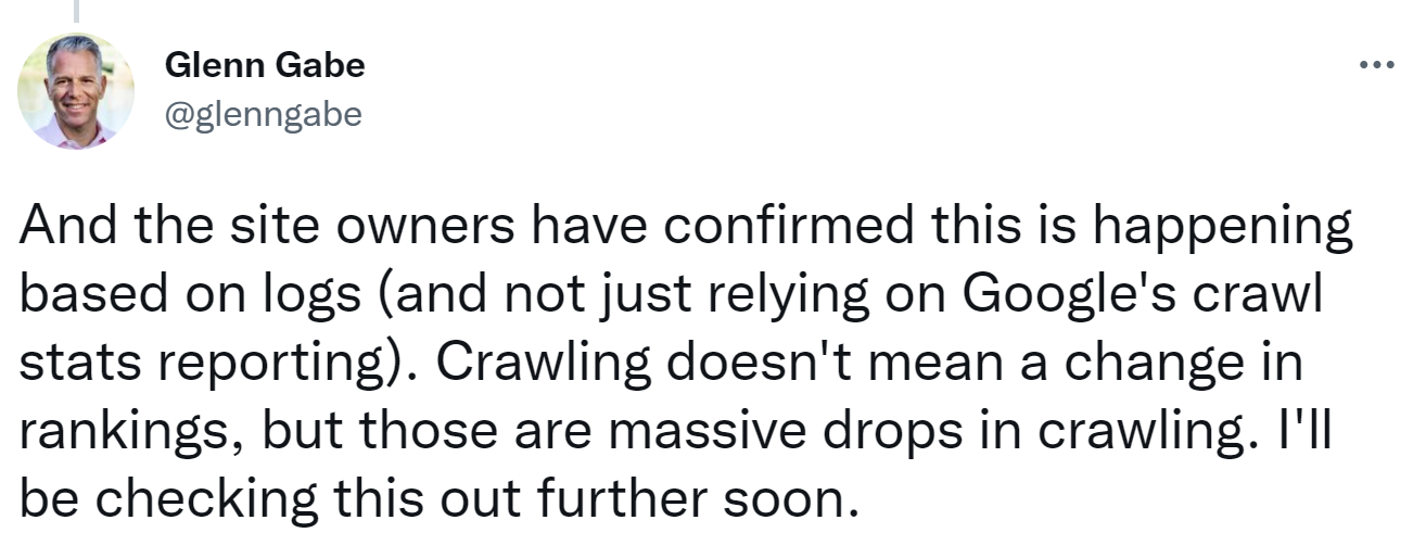 Rückgang des Crawlens durch Google per Logfiles bestätigt
