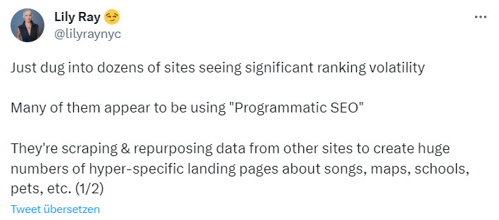Lily Ray: Viele Websites mit Programmatic SEO von den jüngsten Ranking-Schwankungen betroffen
