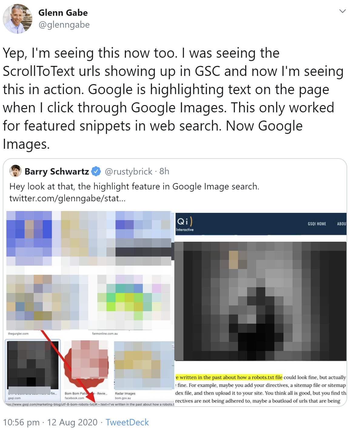 Google: Scroll to Text in der Bildersuche