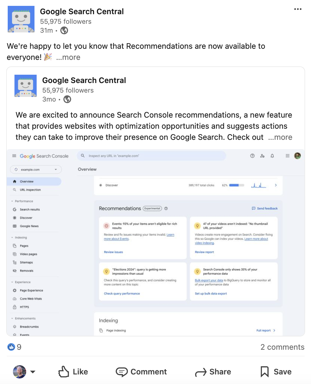 Google: Recommendations in der Search Console nun für alle verfügbar